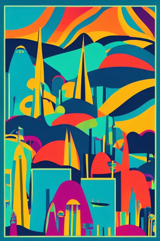 Image similar to minimalist boho style art of colorful rio de janeiro, illustration, vector art