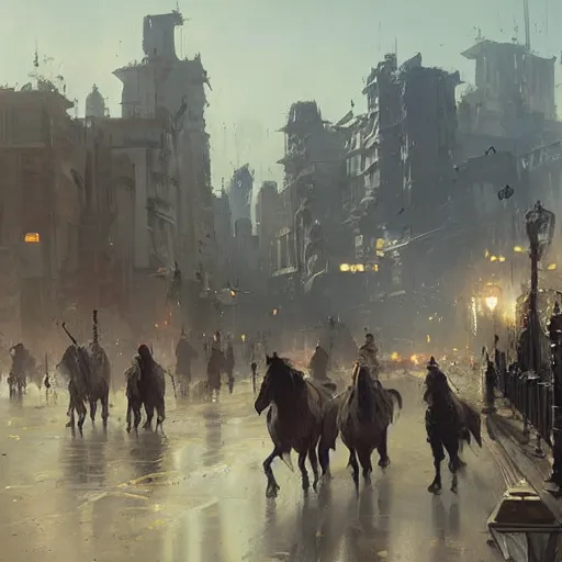 Image similar to western city, duel, paint by greg rutkowski