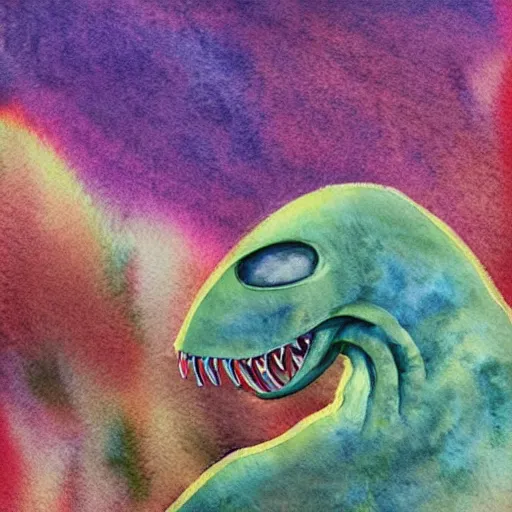 Image similar to creature from another planet in its natural environment. beautiful light. grainy and rough. soft colour scheme. beautiful artistic watercolor by lurid. ( 2 0 2 2 )