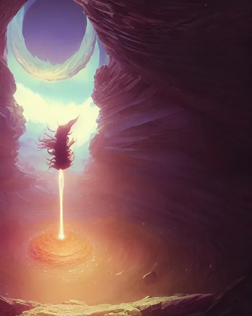 Prompt: highly detailed surreal vfx portrait of a sacred portal into a black hole of dreams, stephen bliss, unreal engine, greg rutkowski, loish, rhads, beeple, makoto shinkai and lois van baarle, ilya kuvshinov, rossdraws, tom bagshaw, alphonse mucha, global illumination, detailed and intricate environment