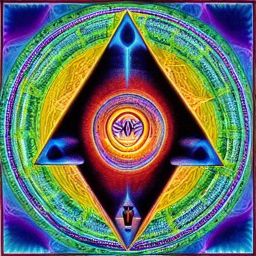 Image similar to “the godhead by alex grey and pi-slices”