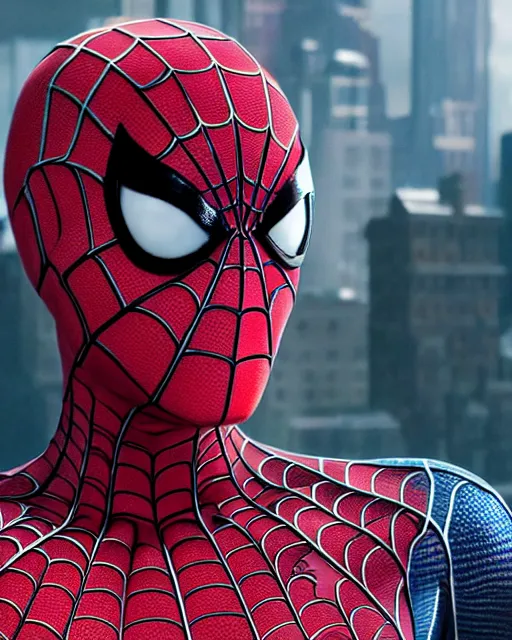 Image similar to A photo of an live-action animated SpiderMan movie starring emma watson. Emma watson face reveal. rendered in Unreal Engine, 8K concept art, detailed, cohesive, mixed media, volumetric lighting, ambient occlusion, 8K 3D, shot on Kodak Ektar