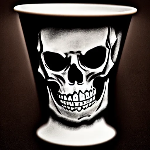 Image similar to a gothic style cup with a skeleton and the word'gamimg'on it