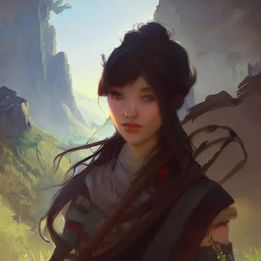 Prompt: a portrait of a character in a scenic environment by bayard wu