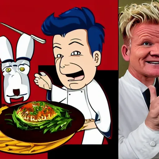 Image similar to a fusion between a ram and gordon ramsay.