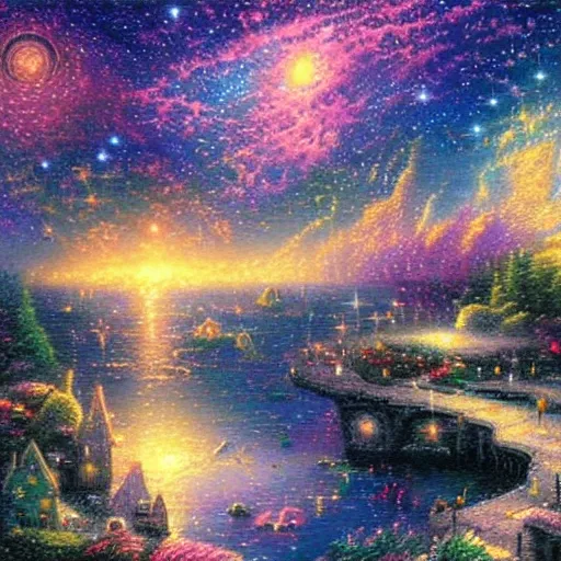 Prompt: galaxy by Thomas Kinkade