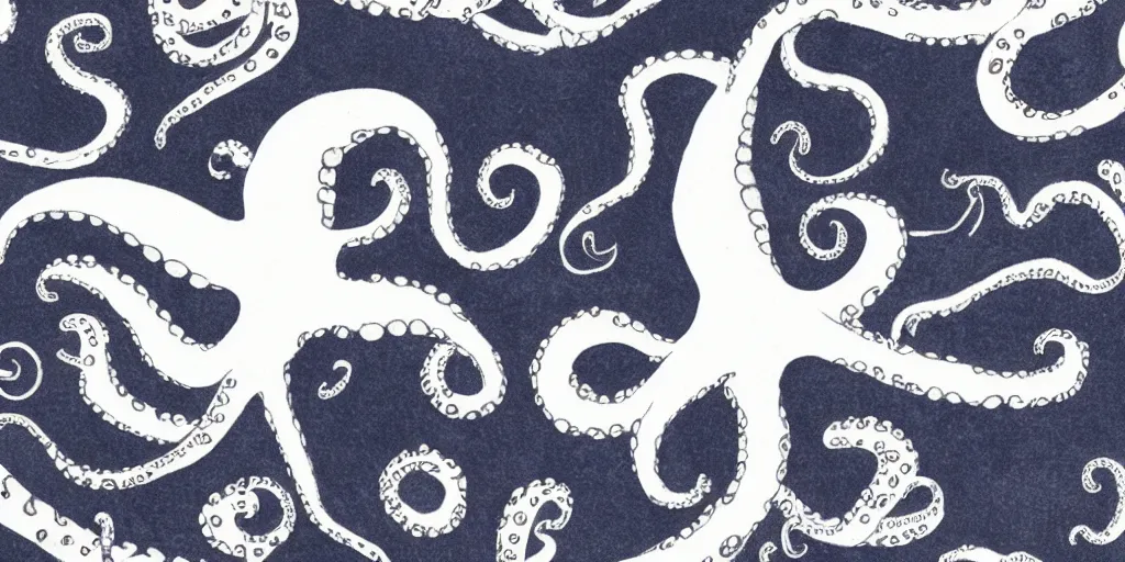 Image similar to a white octopus in a black sea - h 7 6 8