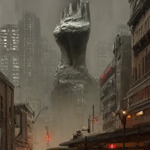 Prompt: a highly detailed epic cinematic concept art CG render digital painting artwork: rain melts concrete socialist monument. Soviet, gloomy, dystopian, night. By Greg Rutkowski, Ilya Kuvshinov, WLOP, Stanley Artgerm Lau, Ruan Jia and Fenghua Zhong, trending on ArtStation, made in Maya, Blender and Photoshop, octane render, excellent composition, cinematic atmosphere, dynamic dramatic cinematic lighting, aesthetic, very inspirational, arthouse