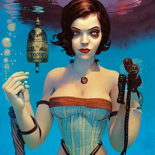 Image similar to lofi underwater bioshock beach model portrait, Pixar style, by Tristan Eaton Stanley Artgerm and Tom Bagshaw.