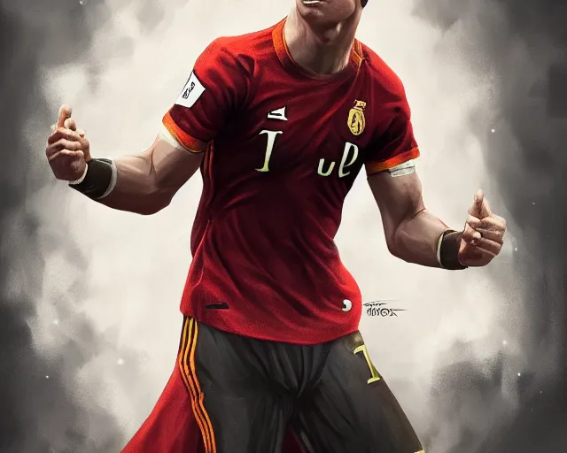 Prompt: cristiano ronaldo as a strong magician, fantasy art, in the style of Andreas Höher, illustration, epic, fantasy, intricate, elgant, amazing detail, digital painting, artstation, concept art, smooth, sharp focus