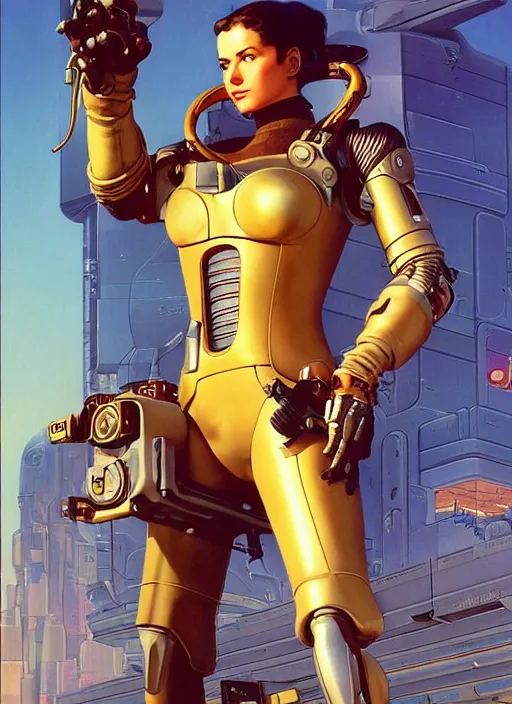 Prompt: powerful cyberpunk pilot. portrait by jean giraud and anton otto fischer and john philip falter and will eisner and gil elvgren and pixar. full body. realistic proportions. science fiction d & d. overwatch, rb 6 s, cyberpunk 2 0 7 7, blade runner 2 0 4 9 concept art. cel shading. thick lines.