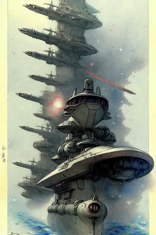 Image similar to (((((2050s Space Battleship Yamato . muted colors.))))) by Jean-Baptiste Monge !!!!!!!!!!!!!!!!!!!!!!!!!!!