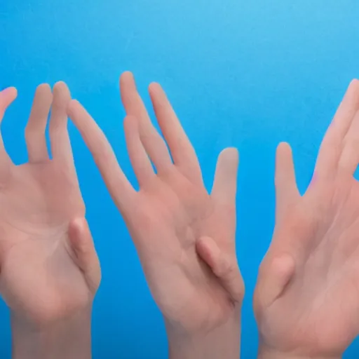 Prompt: studio photo of an open hand. Blue background.