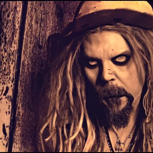 Image similar to rob zombie in take on me music video,