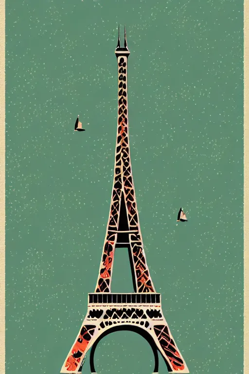 Image similar to minimalist boho style art of the eiffel tower, illustration, vector art