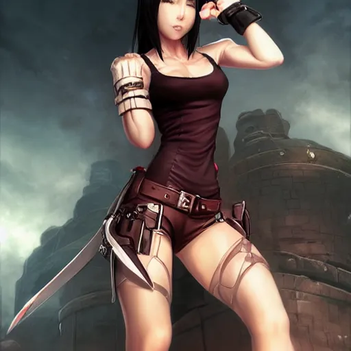 Image similar to tifa lockhart by Stanley Artgerm Lau, WLOP, Rossdraws, James Jean, Andrei Riabovitchev, Marc Simonetti