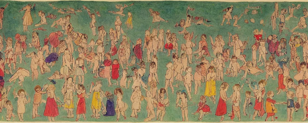 Image similar to pagan festival drawing by henry darger