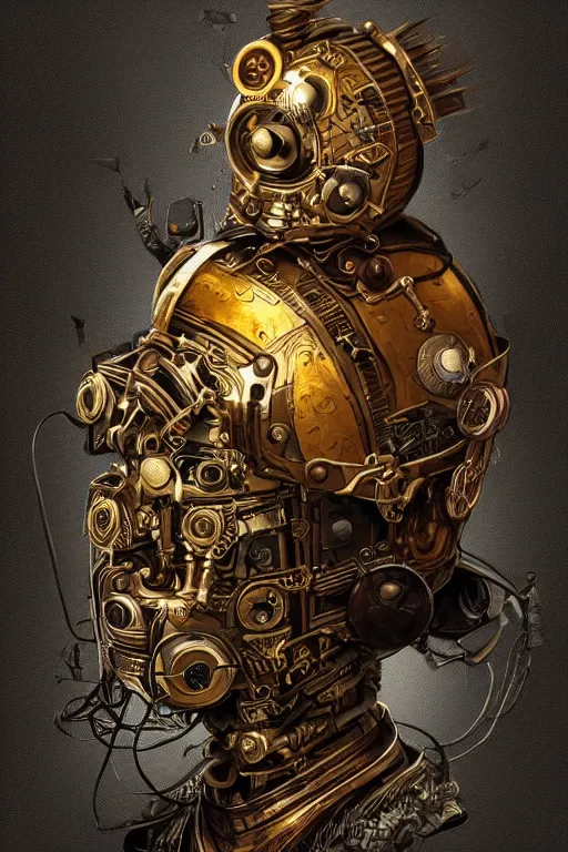 Image similar to steampunk helmet fantasy art mask robot ninja stylized digital illustration sharp focus, elegant intricate digital painting artstation concept art global illumination ray tracing advanced technology chaykin howard and campionpascale and cooke darwyn and davis jack