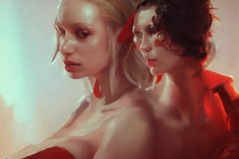 Prompt: A portrait of a Caroline Vreeland as a seductive nurse in the club by Ruan Jia and Mandy Jurgens and Artgerm and william-adolphe bouguerea, highly detailed, trending on artstation, award winning, H 768