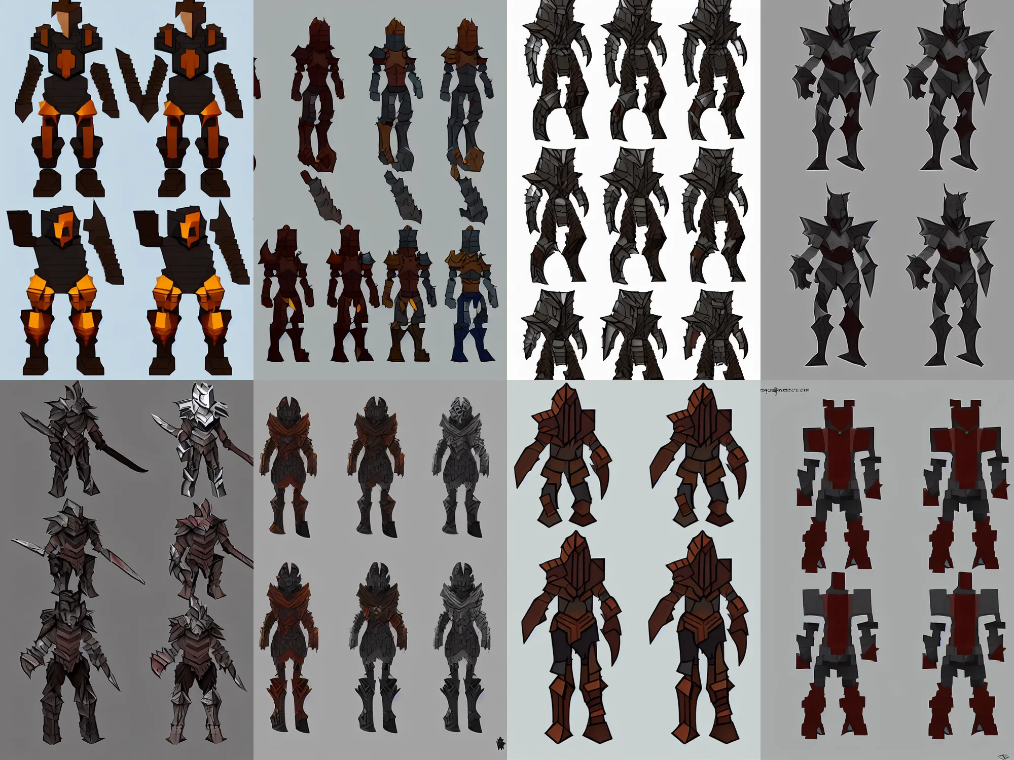 Prompt: blocky armor, character concept, fantasy concept art