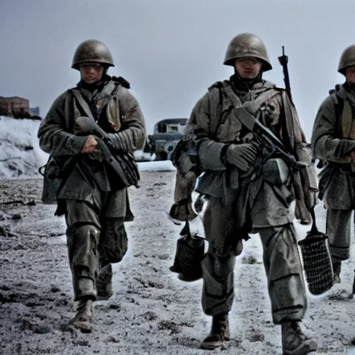 Image similar to band of brothers futuristic soldiers epic photo 35 mm