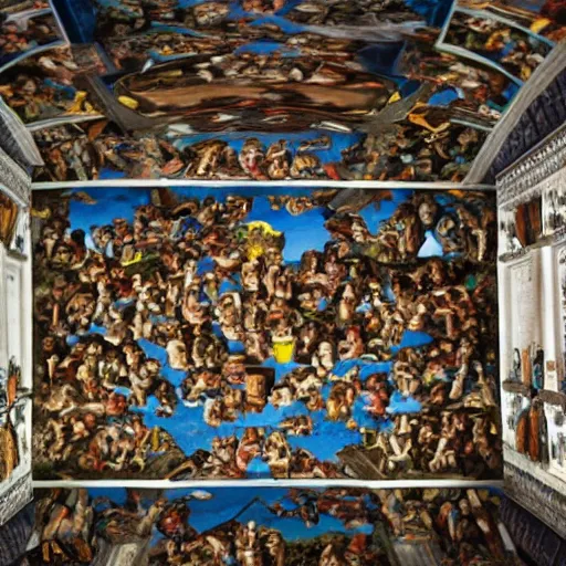 Image similar to the sistine chapel built out of batman lego