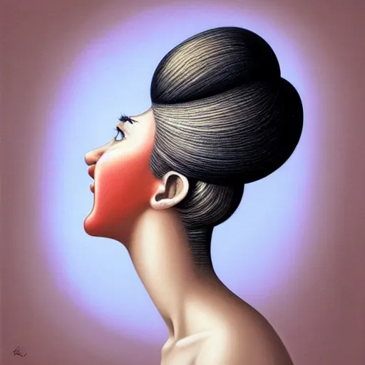 Prompt: a painting of a happy woman, an ultrafine detailed painting by rafal olbinski, behance contest winner, pop surrealism, detailed painting, very detailed, minimalist, skeuomorphic, airbrush art