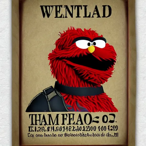 Image similar to wanted poster of Taliban Elmo