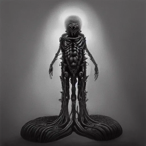 Prompt: Mark zuckerberg in the style of hr giger and zdzisław beksiński, concept art, trending on artstation