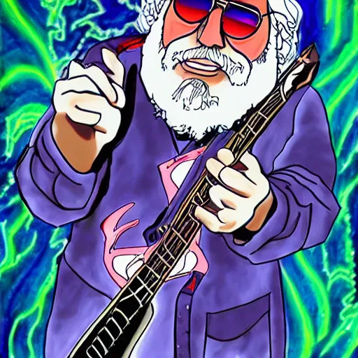 Prompt: jerry garcia anime