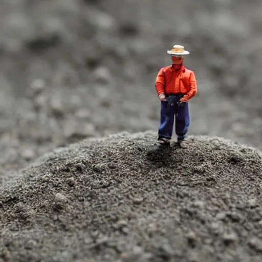 Prompt: macro photography of ho scale 1 : 8 7 miniature person