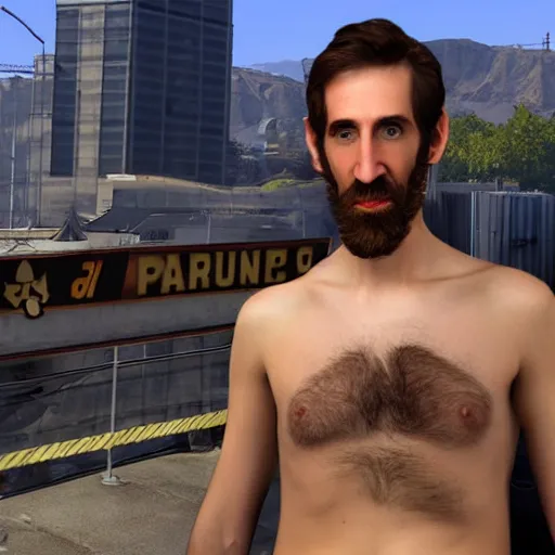 Image similar to asmongold as a GTA style character on a loading screen, 4k, high detail, high-resolution photograph, professional photography, ultra-detail