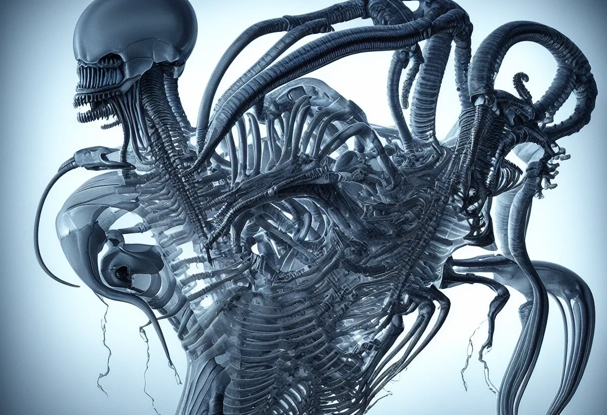 Image similar to x - ray of a xenomorph