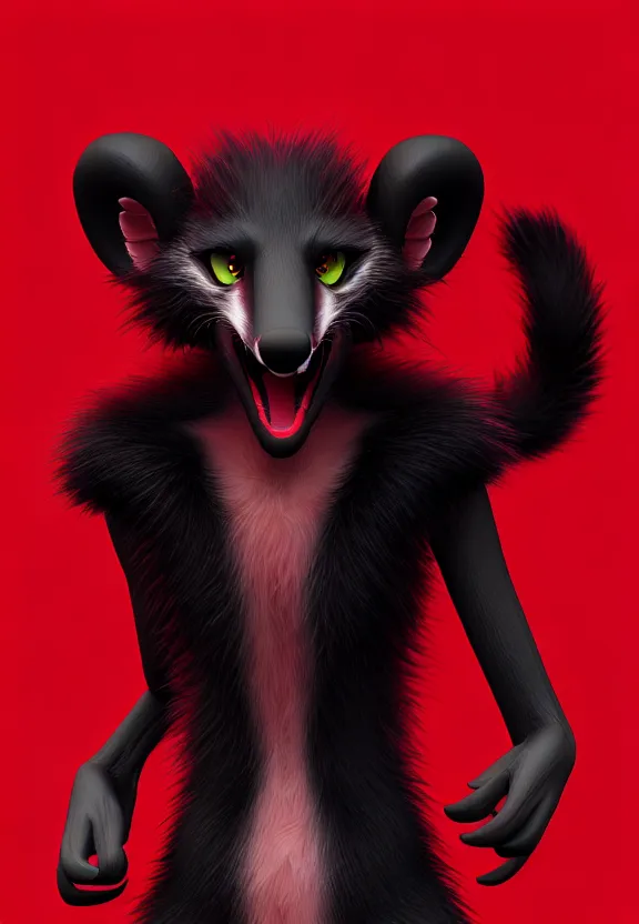 Image similar to furry - male - red - black - weasel - chaos theorist - fursona uhd ue 5 visual novel pc game expressions, photorealistic