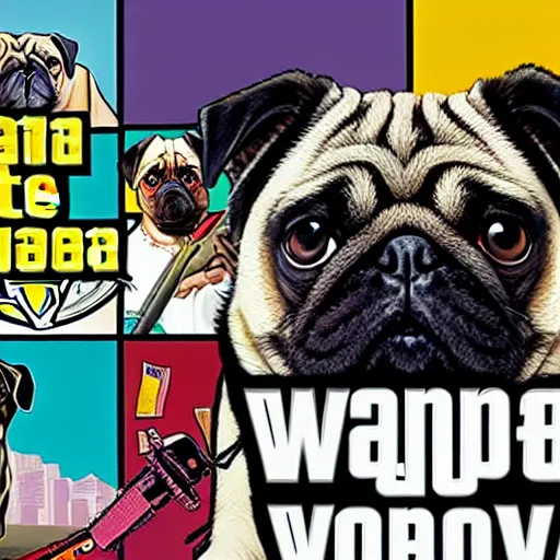 Image similar to pugs on the gta v cover