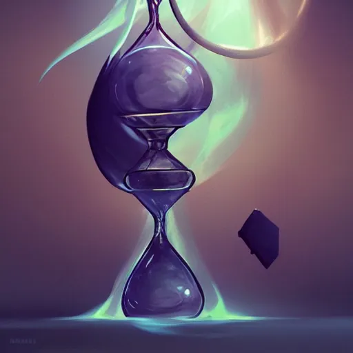 Prompt: endlessly looping hourglass drifting in the void, concept art, featured on artstation