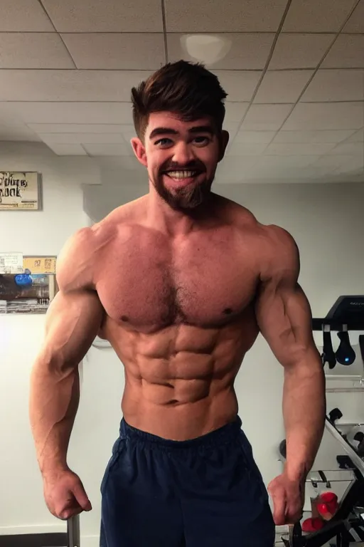 Image similar to 📷 Sean McLoughlan, Jacksepticeye is a jacked muscle builder gigachad