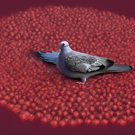 Prompt: A pigeon with seven heads rising from the sea of blood, artstation, 4k detailed