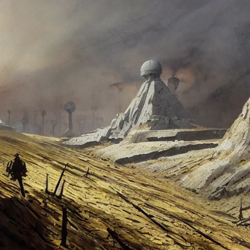 Image similar to world war 1 landscape in star wars, painted by john howe and greg rutkowski