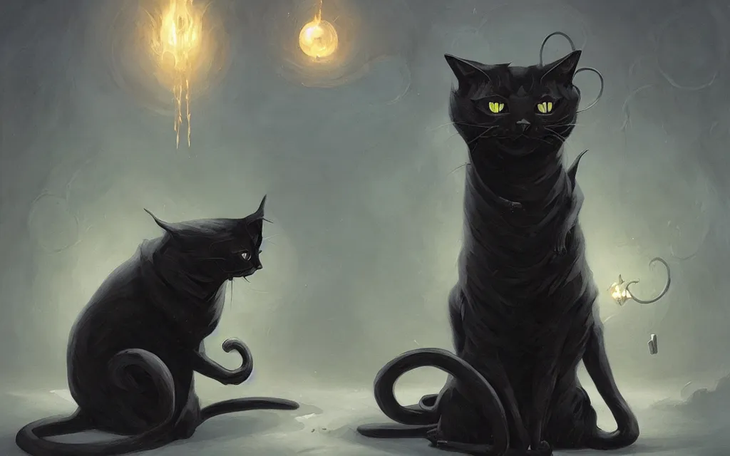 Image similar to a black eldritch cat, hermaeus mora, by peter mohrbacher