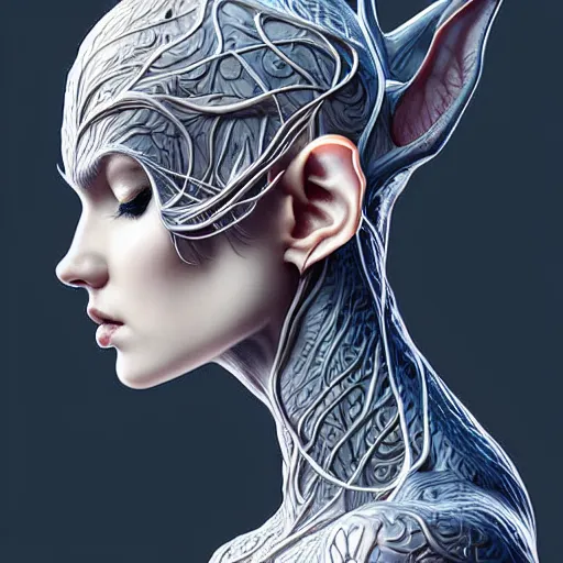 Prompt: digital art, centered head and fullbody of a elven ,intricate, veins, by James Jean and by artgerm , ultradetailed, charachter design, concept art, trending on artstation,