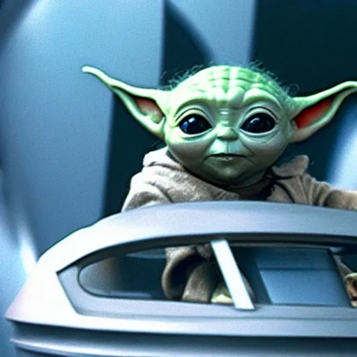 Image similar to Baby yoda pilots a spaceship, people on earth mistaken think it’s a UAP, movie still promotion, imax