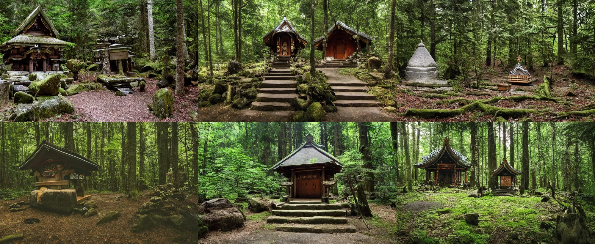 Prompt: a shrine deep in the forest