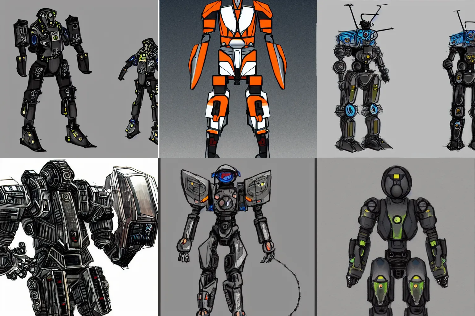 Prompt: Concept art for a mech suit designed for mining, industrial