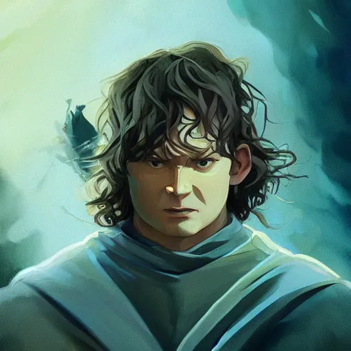 Image similar to face icon stylized minimalist the lord of the rings : the fellowship of the ring 2 0 0 1, loftis, cory behance hd by jesper ejsing, by rhads, makoto shinkai and lois van baarle, ilya kuvshinov, rossdraws global illumination