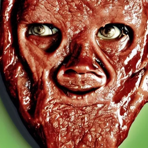 Image similar to steven tyler's face on a juicy tbone steak