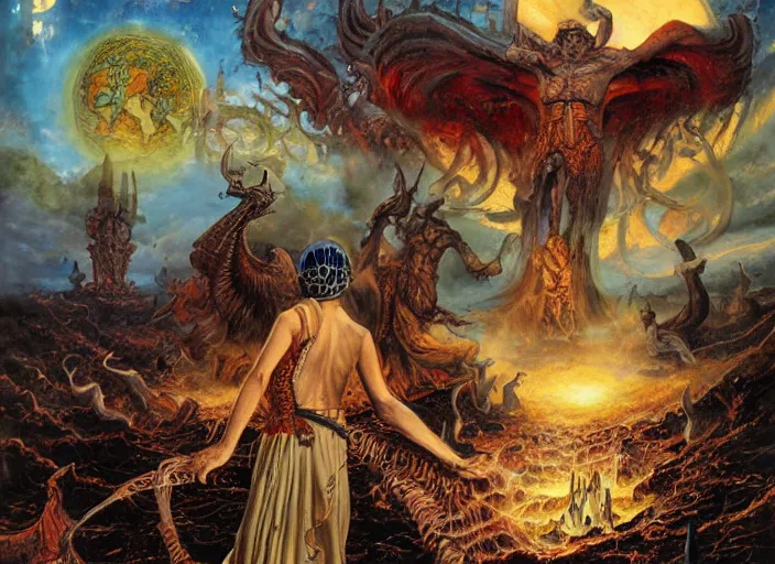 Image similar to dreams of apocalypse, art by manuel sanjulian and franz xaver kosler and james c. christensen