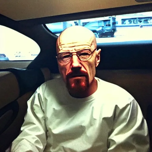 Image similar to Walter White at mcdonalds selfie