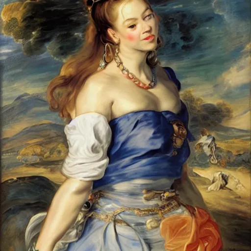 Image similar to heavenly summer sharp land sphere scallop well dressed lady standing next to a honda civic, auslese, by peter paul rubens and eugene delacroix and karol bak, hyperrealism, digital illustration, fauvist, standing next to a honda civic