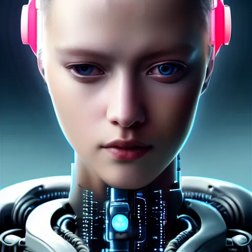 Prompt: ultra detailed, Perfectly-Centered Portrait of a Mechanical Cyberpunk Female Android, looking into the camera, intricate, elegant, super highly detailed, professional digital painting, artstation, concept art, smooth, sharp focus, no blur, no dof, extreme illustration, Unreal Engine 5, Photorealism, 8k, cinematic, art by artgerm and greg rutkowski and alphonse mucha and loish and WLOP